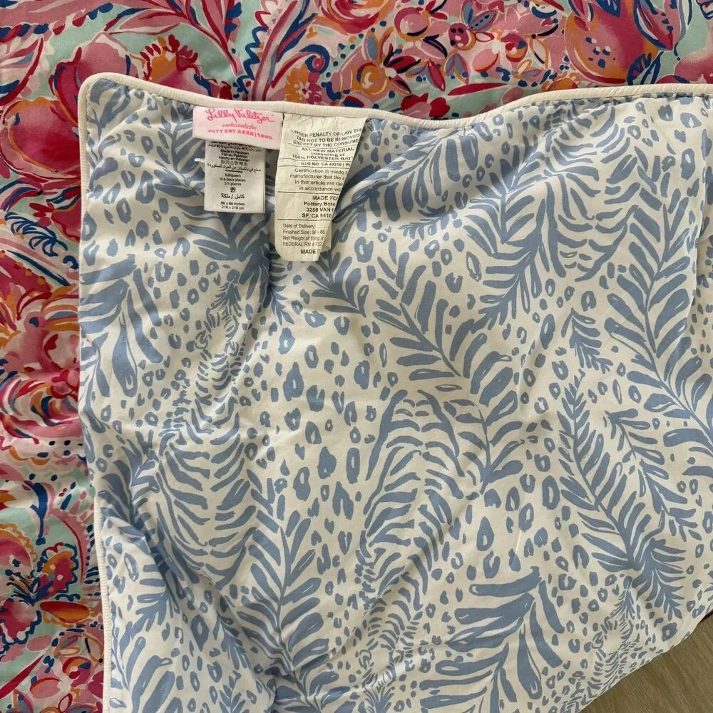 Lilly Pulitzer Pottery Barn Isla De CoCo Queen Shams Comforter Floral Reversible